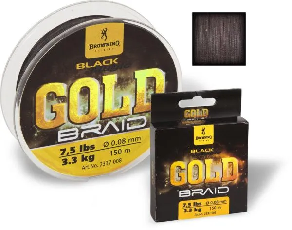 SNECI - Horgász webshop és horgászbolt - Browning ? 0,08mm Black Magic® Gold Fonottzsinór H: 150m 3,3kg / 7,5lbs fekete