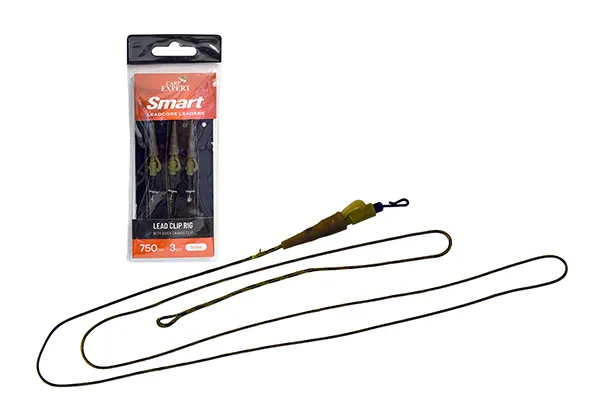 SNECI - Horgász webshop és horgászbolt - CARP EXPERT ELŐKÖTÖTT LEADCORE SZERELÉK GYORSKAPOCCSAL BARNA 3 DB/CSOMAG