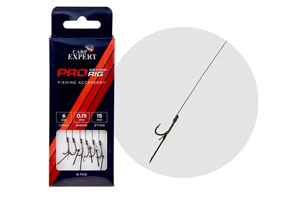 SNECI - Horgász webshop és horgászbolt - CARP EXPERT PRO METHOD FEEDER HAIR RIG W/BAIT STING 8 6PCS 10 SPIN