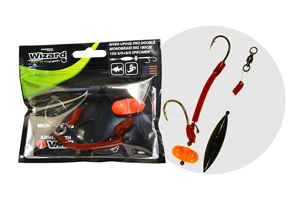 SNECI - Horgász webshop és horgászbolt - WIZARD MONSTER RIVER UPOSE PRO DOUBLE MONOBRAID RIG 30G 9/0+11/0 ROUND