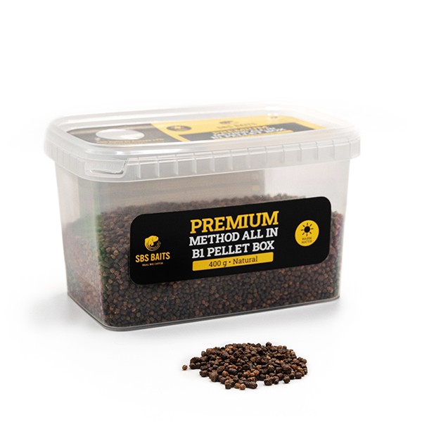 SNECI - Horgász webshop és horgászbolt - SBS PREMIUM METHOD B1 PELLET BOX NATURAL 2-4 MM 400G