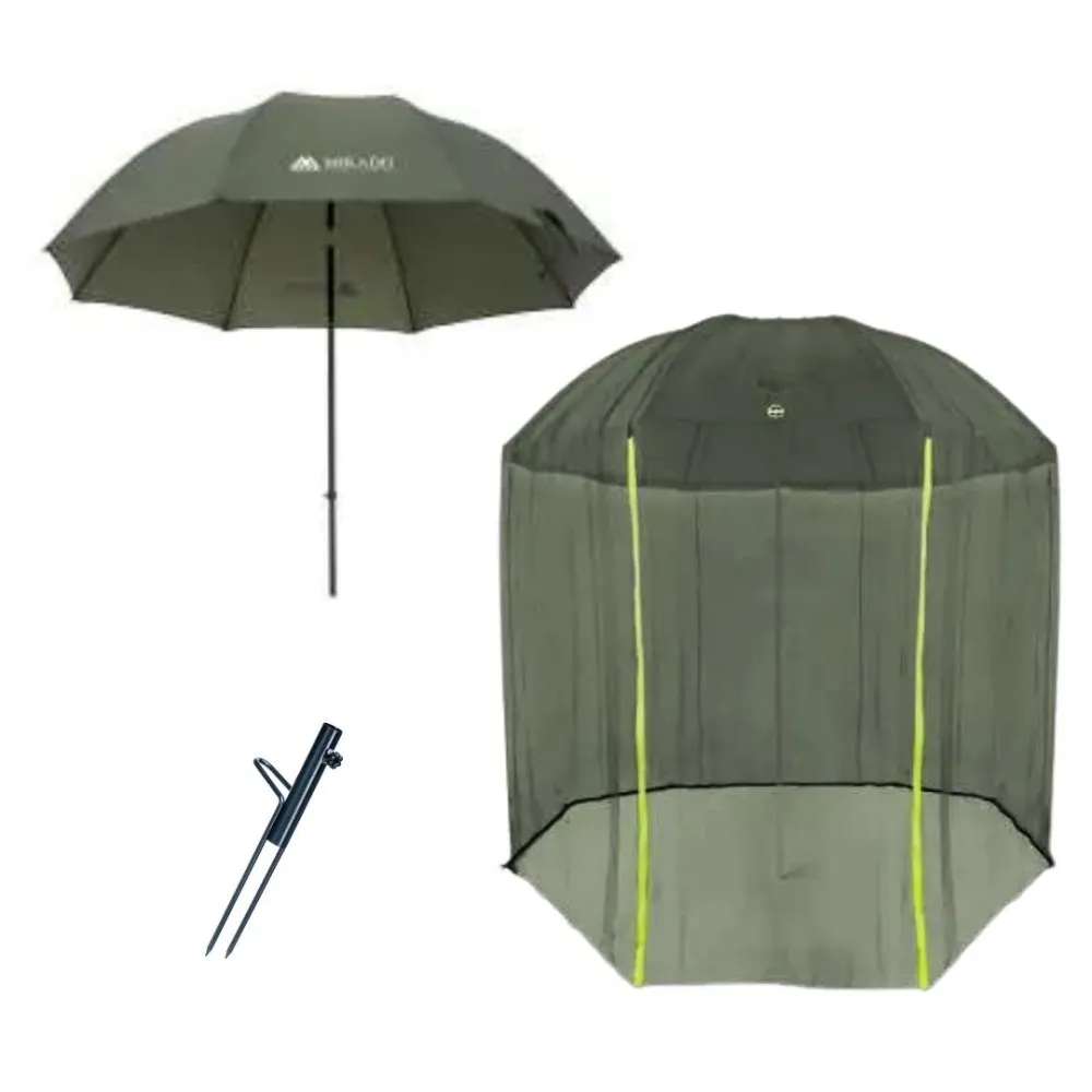 SNECI - Horgász webshop és horgászbolt - Mikado 250cm zöld horgász ernyő szúnyoghálóval