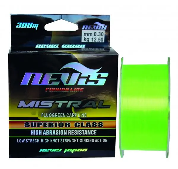 SNECI - Horgász webshop és horgászbolt - Nevis Mistral Fluo Green monofil zsinór 300m 0.35mm