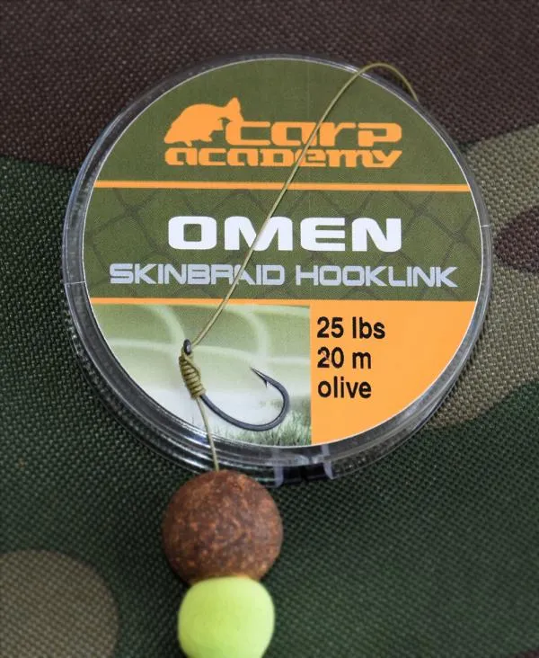 SNECI - Horgász webshop és horgászbolt - Carp Academy Omen Skinbraid Olive 20Lb 20m fonott előke zsinór