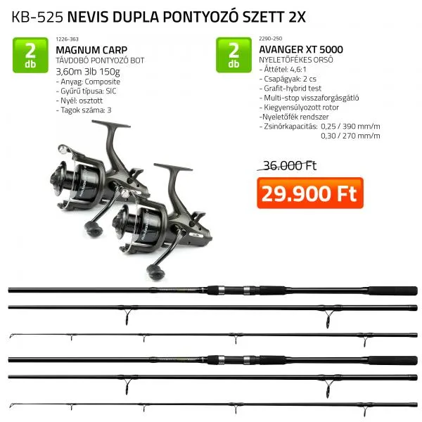 SNECI - Horgász webshop és horgászbolt - NEVIS Dupla 360 cm Pontyozó szett
