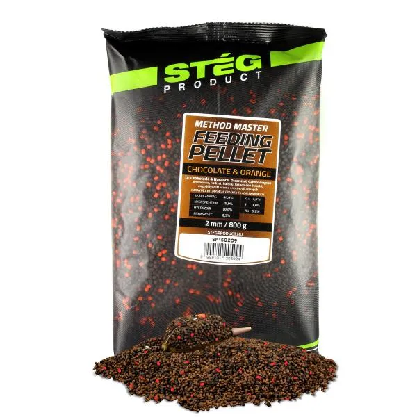 SNECI - Horgász webshop és horgászbolt - Stég Feeding Pellet 2mm Csoki-Narancs 800g