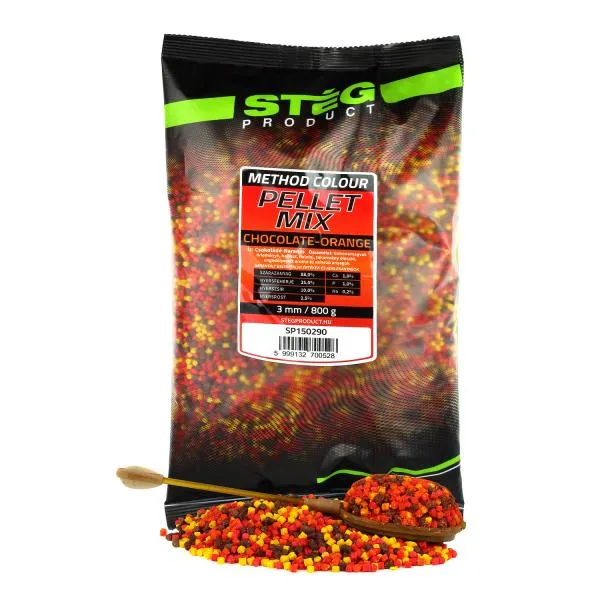 SNECI - Horgász webshop és horgászbolt - Stég Pellet Mix 800g 3mm Csoki-Narancs