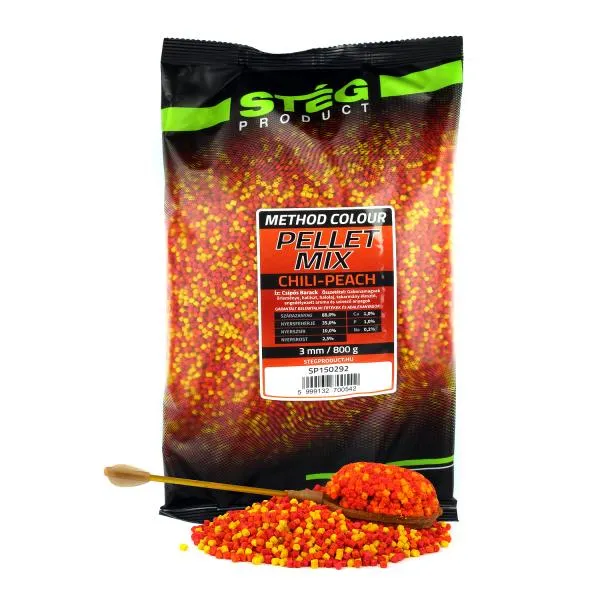 SNECI - Horgász webshop és horgászbolt - Stég Pellet Mix 800g 3mm Chili-Peach