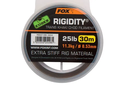 SNECI - Horgász webshop és horgászbolt - Fox EDGES Rigidity - Trans Khaki 25lb/0.53mm Monofil előkezsinór