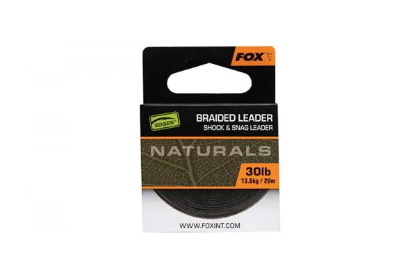 SNECI - Horgász webshop és horgászbolt - Fox Naturals Braided Leader x20M 50lb/22.7kg Fonott előkezsinór