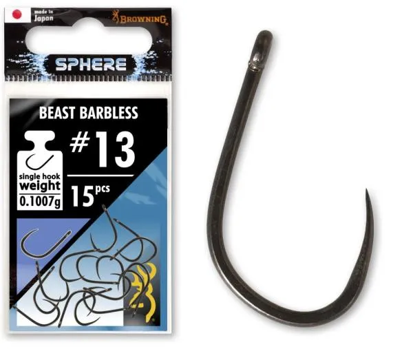 SNECI - Horgász webshop és horgászbolt - Browning Sphere Beast Barbless horog szemes #13 black nikkel