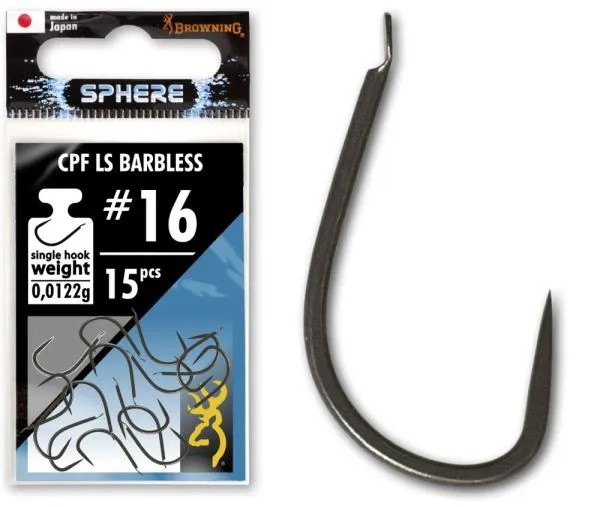 SNECI - Horgász webshop és horgászbolt - #10 Browning Sphere CPF LS Barbless horog lapkás black nikkel 15darab 0,0242g