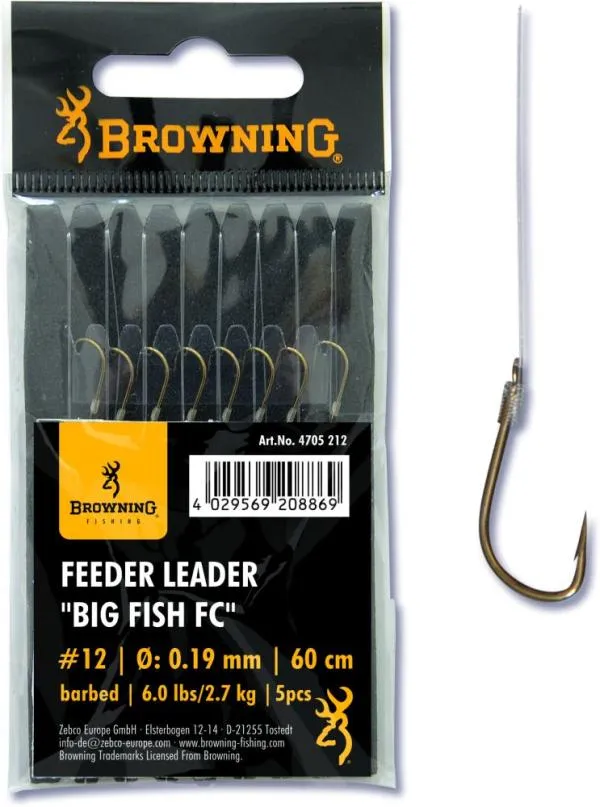 SNECI - Horgász webshop és horgászbolt - #12 Browning Feeder Leader Big Fish FC bronz 2,7kg,6,0lbs ?0,19mm 60cm 5darab