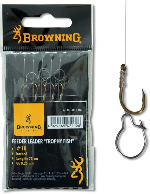 SNECI - Horgász webshop és horgászbolt - Browning #12 Feeder Trophy Fish Előkötött horog bronz 12lbs / 5,6kg Hooklength: 75cm