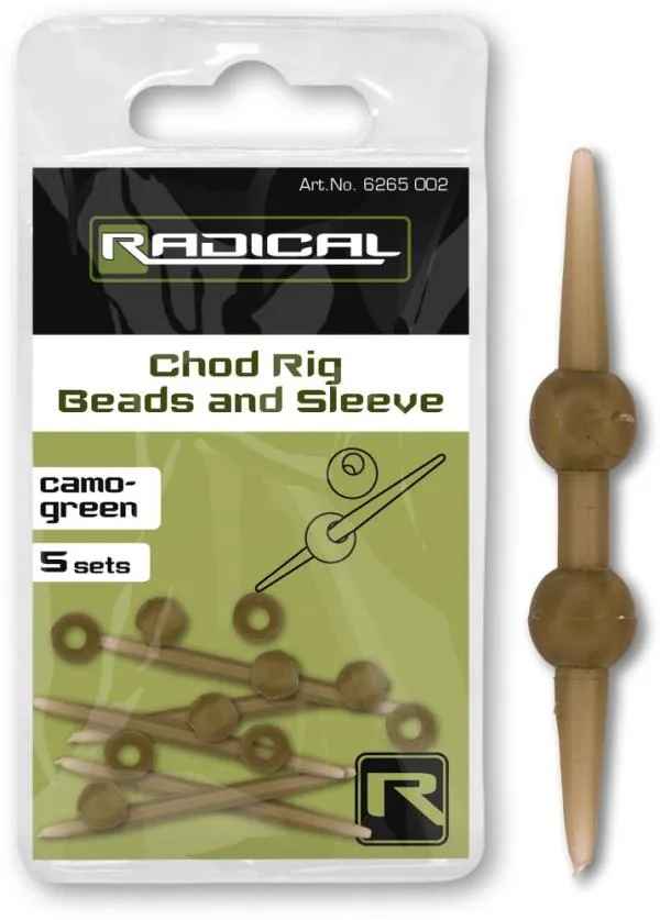 SNECI - Horgász webshop és horgászbolt - Radical Chod Rig Beads and Sleeve camo-green 5 Set