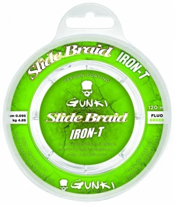 SNECI - Horgász webshop és horgászbolt - Gunki Slide Braid Iron-T 120M Olive Green 0,119mm fonott zsinór