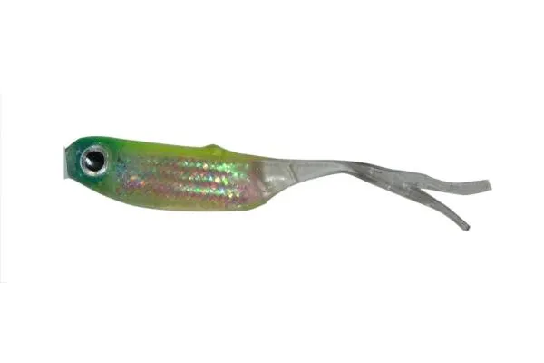 SNECI - Horgász webshop és horgászbolt - PZ Offspring Tail Killer gumihal halas aromával, 5 cm, zöld, 5 db