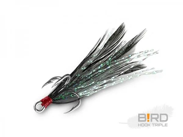 SNECI - Horgász webshop és horgászbolt - Delphin B!RD Hook TRIPLE / 3db-fekete tollak #10