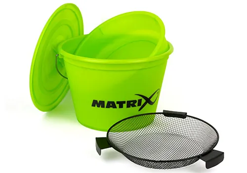 SNECI - Horgász webshop és horgászbolt - Matrix Bucket Set - LIME 25L Etetőanyag keverő vödör+szita+tető