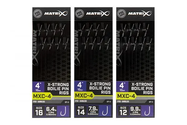 SNECI - Horgász webshop és horgászbolt - Matrix MXC-4 4” X-Strong Boilie Pin Rigs MXC-4 Size 16 Barbless / 0.18mm / 4" (10cm) / X-Strong Boilie Pin - 8pcs