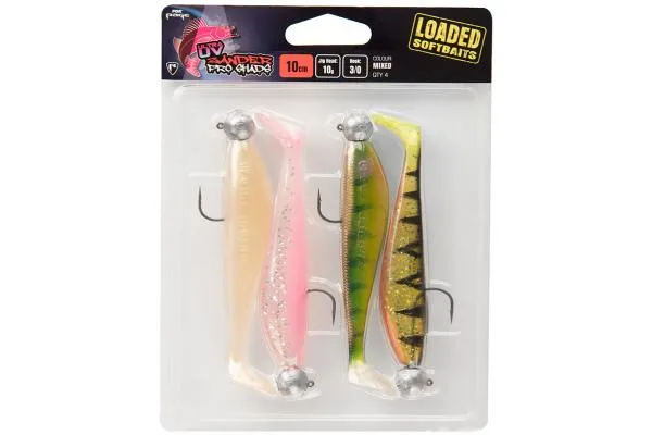 SNECI - Horgász webshop és horgászbolt - Fox Rage New Zander Pro Shad Loaded Mixed UV Colour Packs Zander Pro Shad 7.5cm x4 Mixed UV colour Pack  LOADED 5g 1/0 head gumicsali szett