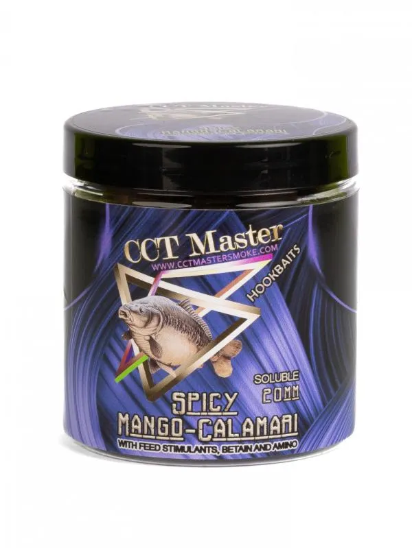 SNECI - Horgász webshop és horgászbolt - CCT Master Hookbaits Soluble Spicy Mango-Calamari (Fűszeres-Mangó-Kalamári) 20mm 160gr