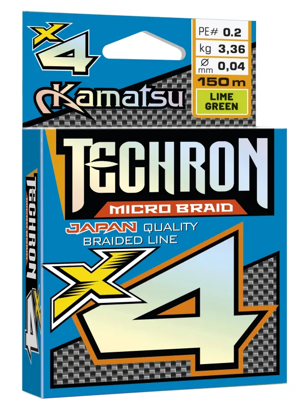 SNECI - Horgász webshop és horgászbolt - KAMATSU Techron Micro Braid X4 Lime Green 0.04/150m PE 0.2