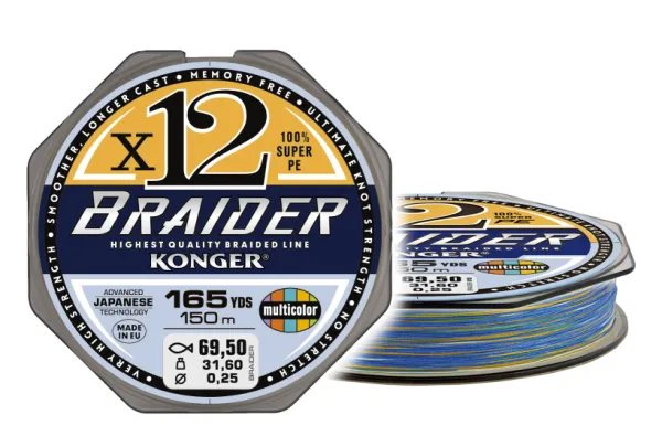 SNECI - Horgász webshop és horgászbolt - KONGER Braider X12 Multicolor 0.14/150m