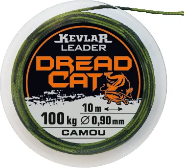 SNECI - Horgász webshop és horgászbolt - DREADCAT Catfish Leader Kevlar Camou 150kg/1,24mm 10m Dread Cat