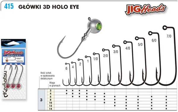 SNECI - Horgász webshop és horgászbolt - KAMATSU 3D Holo Red Eye Jig Head 1/0 6g