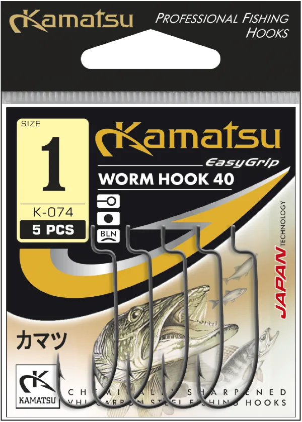 SNECI - Horgász webshop és horgászbolt - KAMATSU Kamatsu Worm Hook 40 1 Black Nickel Ringed