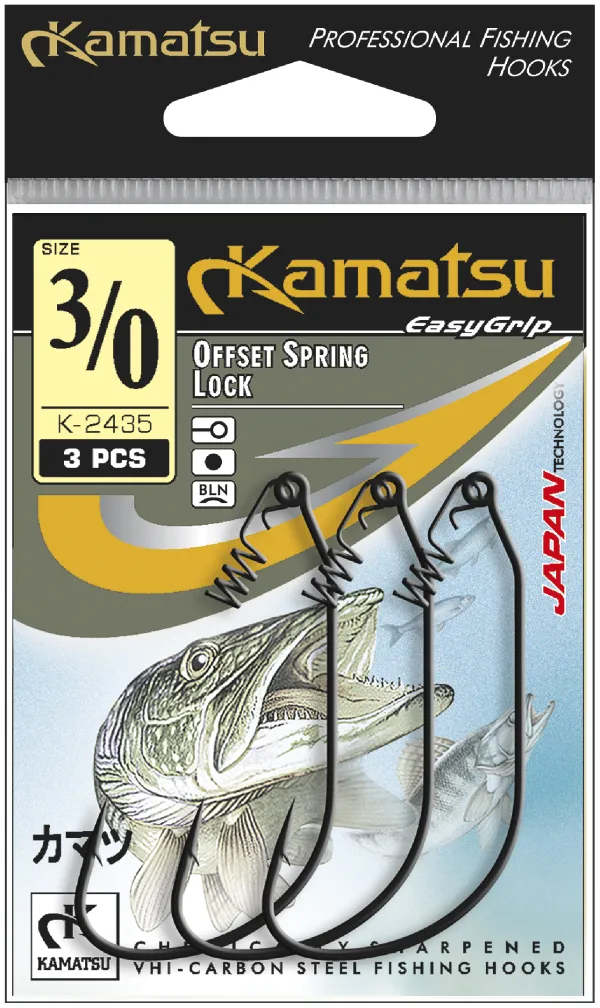 SNECI - Horgász webshop és horgászbolt - KAMATSU Kamatsu Offset Spring Lock 3/0 Black Nickel Ringed
