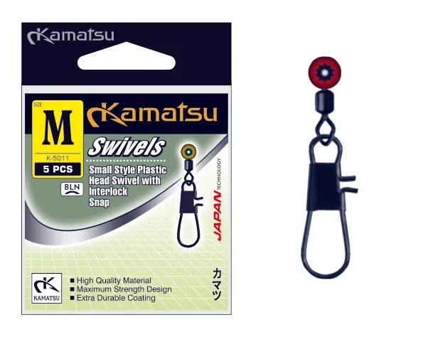 SNECI - Horgász webshop és horgászbolt - KAMATSU Small Style Plastic Head Swivel with Interlock Snap S K-5011