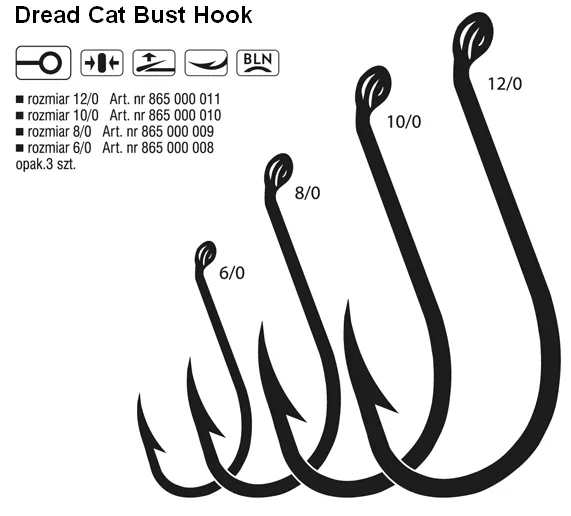 SNECI - Horgász webshop és horgászbolt - KONGER Dread Cat Bust Hook 6/0 Black Nickel Ringed