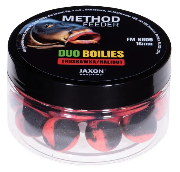 SNECI - Horgász webshop és horgászbolt - JAXON DUO-BOILIES METHOD FEEDER STRAWBERRY/HALIBUT 5x40g 16mm