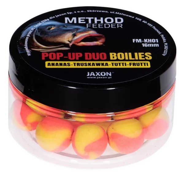 SNECI - Horgász webshop és horgászbolt - JAXON POP-UP DUO-BOILIES METHOD FEEDER PINEAPPLE/TUTTI-FRUTTI/STRAWBERRY 40g 16mm