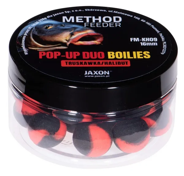 SNECI - Horgász webshop és horgászbolt - JAXON POP-UP DUO-BOILIES METHOD FEEDER STRAWBERRY/HALIBUT 40g 16mm