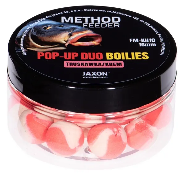 SNECI - Horgász webshop és horgászbolt - JAXON POP-UP DUO-BOILIES METHOD FEEDER STRAWBERRY/CREAM 40g 16mm