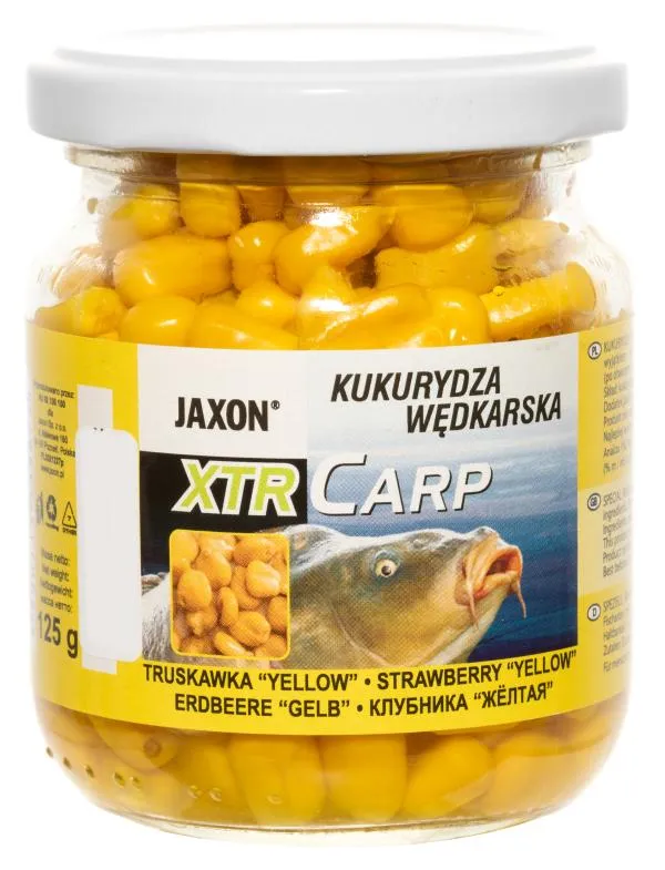 SNECI - Horgász webshop és horgászbolt - JAXON CORN-STRAWBERRY"YELLOW" 125g epres sárga kukorica