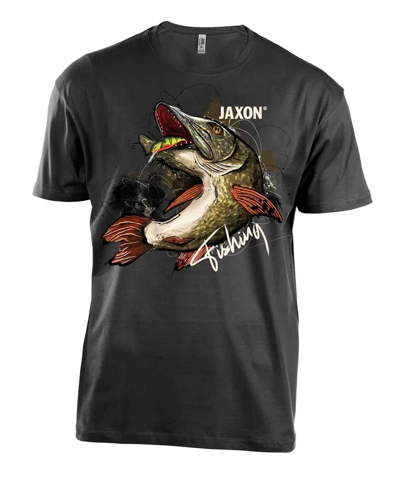 SNECI - Horgász webshop és horgászbolt - JAXON T-SHIRT BLACK NATURE PIKE  M póló