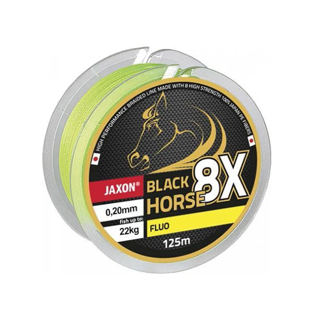 SNECI - Horgász webshop és horgászbolt - JAXON BLACK HORSE 8X FLUO BRAIDED LINE 0,08mm 125m