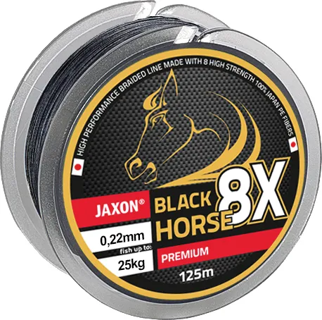 SNECI - Horgász webshop és horgászbolt - JAXON BLACK HORSE 8X PREMIUM BRAIDED LINE 0,20mm 200m