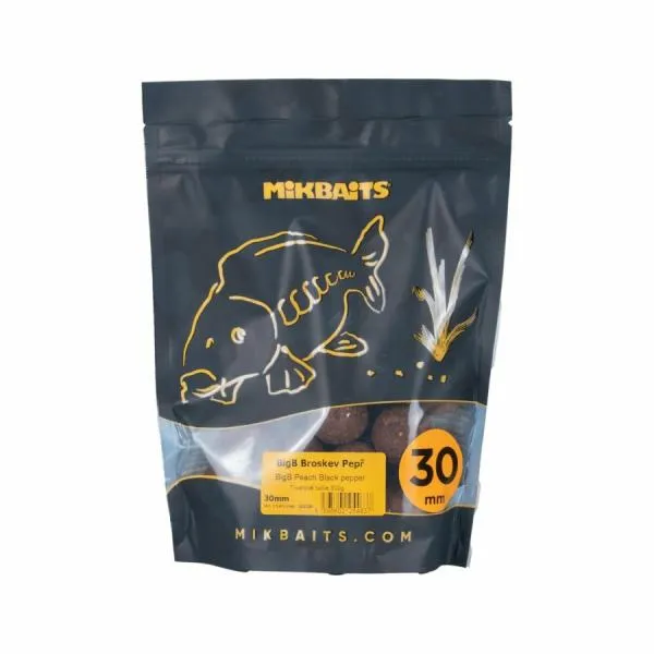 SNECI - Horgász webshop és horgászbolt - LEGENDs BIGB BOJLI – ŐSZIBARACK-FEKETE BORS – BROSKEV-BLACK PEPPER 300g - 30mm