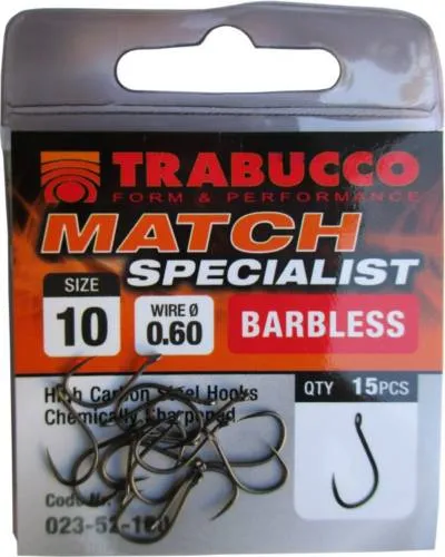 SNECI - Horgász webshop és horgászbolt - Trabucco Match Specialist szakáll nélküli horog 10, 15 db/csg