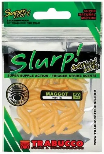SNECI - Horgász webshop és horgászbolt - Trabucco Slurp Bait Maggot natural White 50 db, natur fehér gumicsonti
