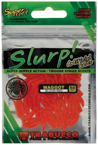 SNECI - Horgász webshop és horgászbolt - Trabucco Slurp Bait Maggot Blood Red 50 db,vérvörös gumicsonti