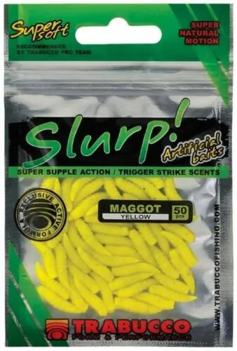SNECI - Horgász webshop és horgászbolt - Trabucco Slurp Bait Maggot Yellow 50 db, sárga gumicsonti