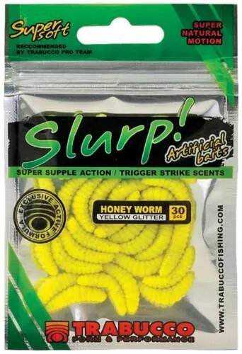 SNECI - Horgász webshop és horgászbolt - Trabucco Slurp Bait Honey Worm XL 25 db Yel, gumi méhlárva