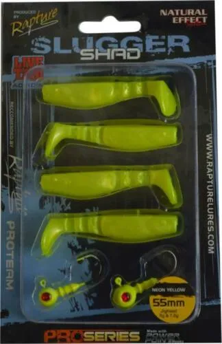 SNECI - Horgász webshop és horgászbolt - Rapture Slugger Shad Set 55 Neon Yellow 4+2db/csg, műcsali szett