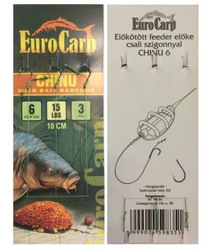 SNECI - Horgász webshop és horgászbolt - EuroCarp előkötött feeder előke csaliszigonnyal Chinu-6 10cm 15lbs
